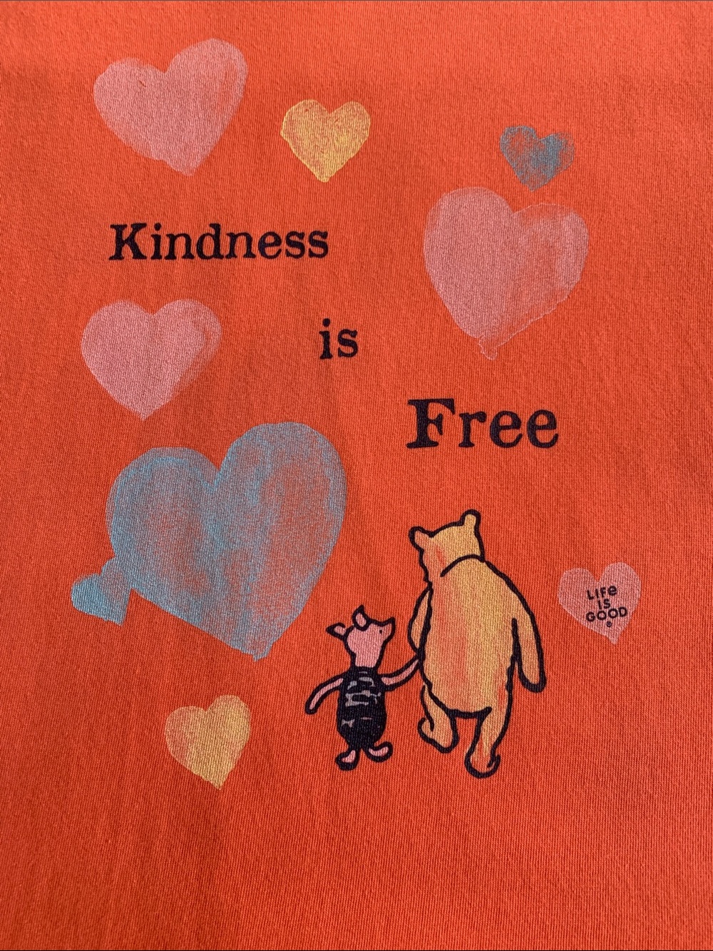 Winnie The Pooh “Kindness Is Free” Women’s Coral Color Tee Shirt